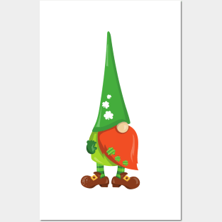 Saint Patrick's Day, Cute Gnome, Lucky Clovers Posters and Art